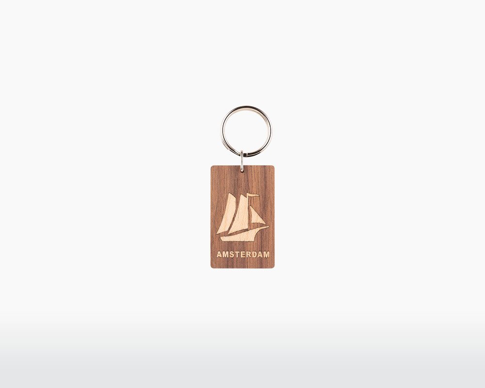 wooden keychain amsterdam boat walnut wood maple sailing travel float water adventure on webshop wooden amsterdam.jpg.jpg