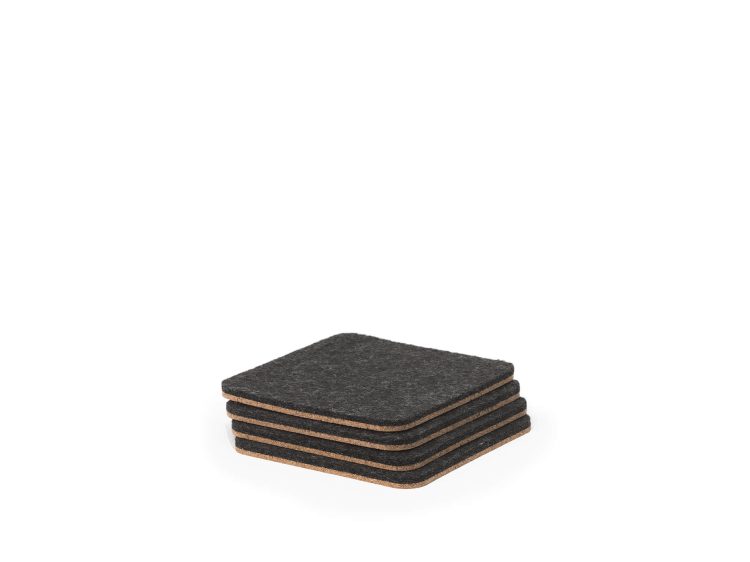 felt & cork coasters set of 4 anthracite